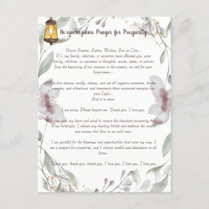 Carte Postale Prière Ho'oponopono pour la prospérité