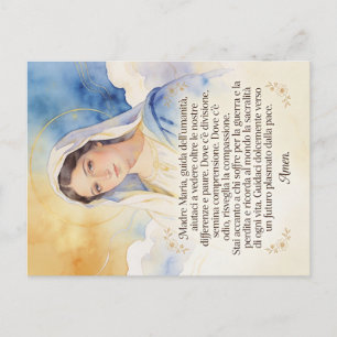 Carte Postale prière pour la paix dans le monde en italien