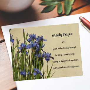 Carte Postale Prière Sérénité Blue Irises Floral