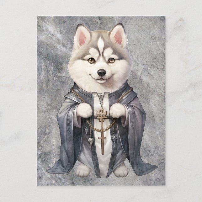 Carte Postale Priest King Siberian Husky Dog (Devant)