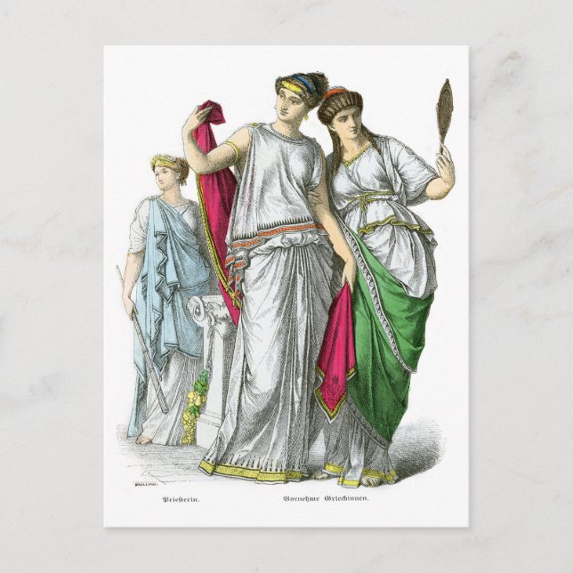 Carte Postale Priestesse grecque antique et Noble femme (Devant)