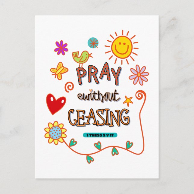 Carte Postale Priez Sans Cesser Bible Verse Art (Devant)
