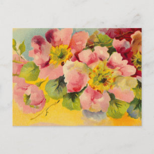 Carte Postale Primroses Vintages florales rétro chic