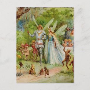 Carte Postale Prince de la fée et Thumbelina dans le Bois magiqu