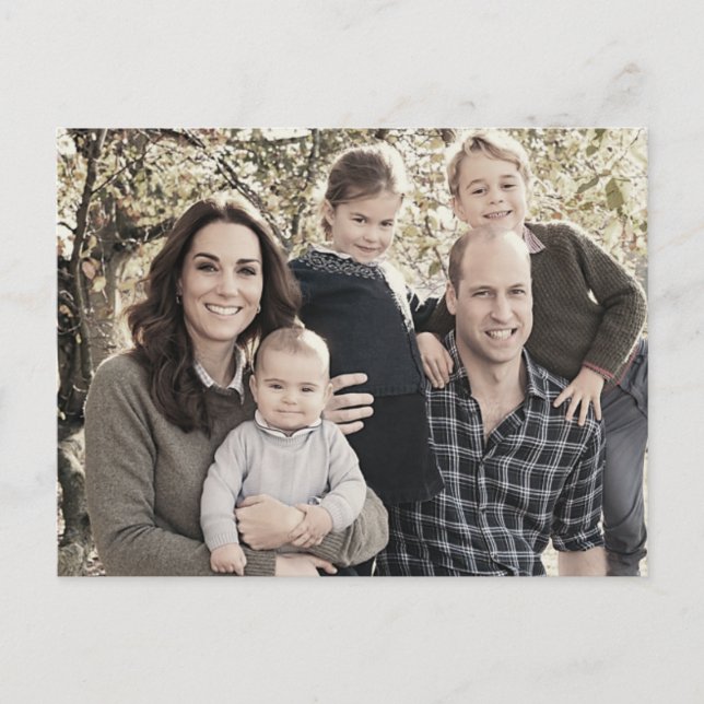 Carte Postale Prince William et famille déc 2018 stylisé (Devant)