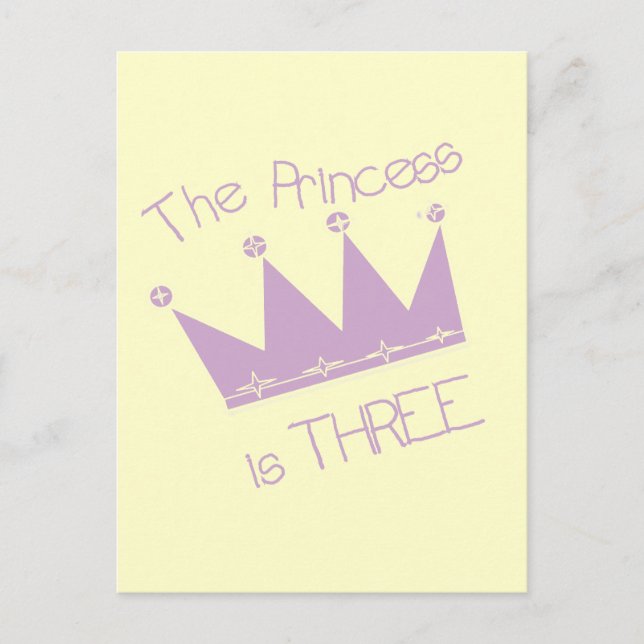 Carte Postale Princess Crown 3e Anniversaire Tshirts et cadeaux (Devant)