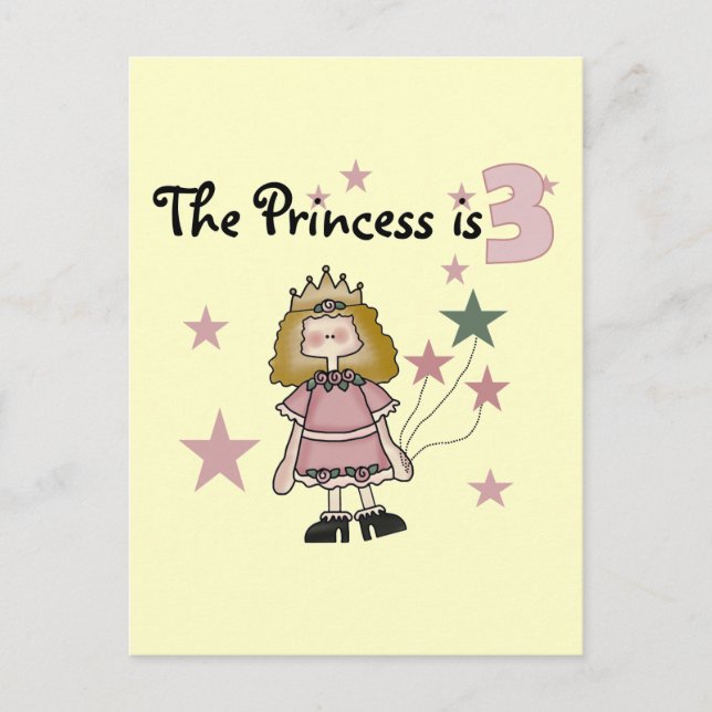 Carte Postale Princesse 3e Anniversaire Tshirts et cadeaux (Devant)