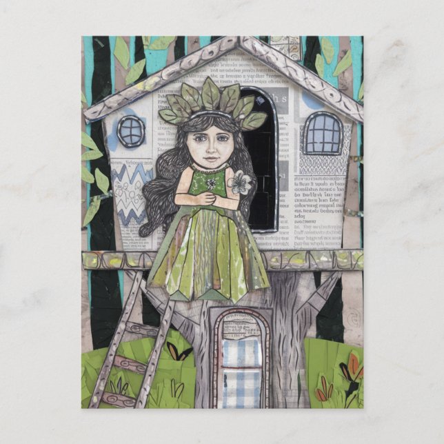 Carte Postale Princesse adorable dans une cabane en bois Média m (Devant)