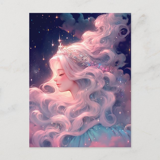 Carte Postale Princesse Anime Fille Fabriquée En Étoiles (Devant)