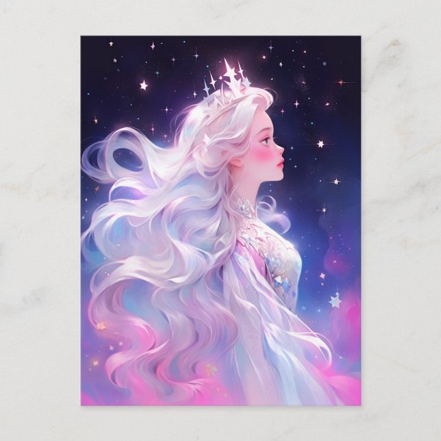 Carte Postale Princesse Anime Fille Fabriquée En Étoiles (Devant)