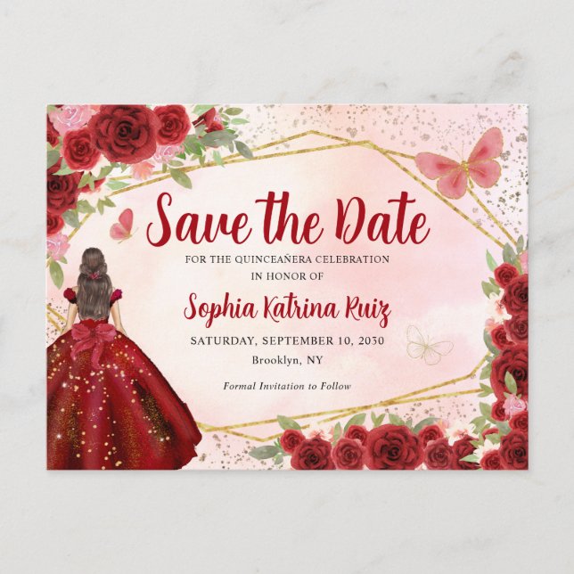 Carte Postale Princesse de Bourgogne Floral Quinceañera Enregist (Devant)