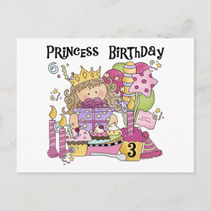 Carte Postale Princesse de fête 3e anniversaire Tshirts et cadea