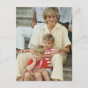 Carte Postale Princesse Diana avec William & Harry 1987