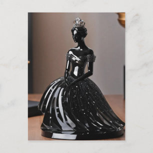 Carte Postale princesse en verre cristal avec robe noire