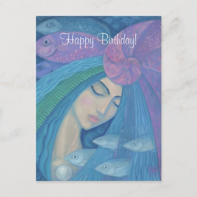 Carte Postale Princesse Sirène, Joyeux Anniversaire texte person (Devant)