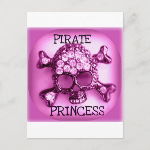 CARTE POSTALE PRINCESSE SKULLY PINK PRINT DE PIRATE
