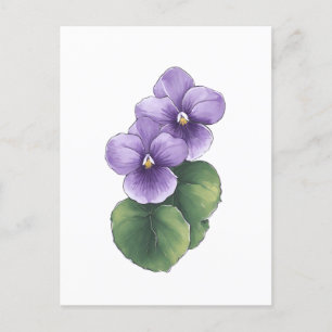 Carte Postale Printemps 26 fleurs, dessin à trait, minimaliste, 