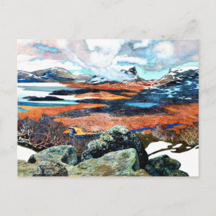 Carte Postale Printemps en Laponie, peinture d'art
