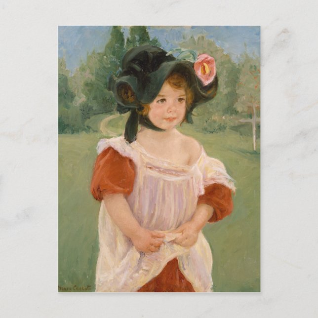 Carte Postale Printemps : Margot debout dans un jardin | 1900 (Devant)