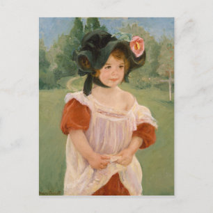 Carte Postale Printemps : Margot debout dans un jardin   1900
