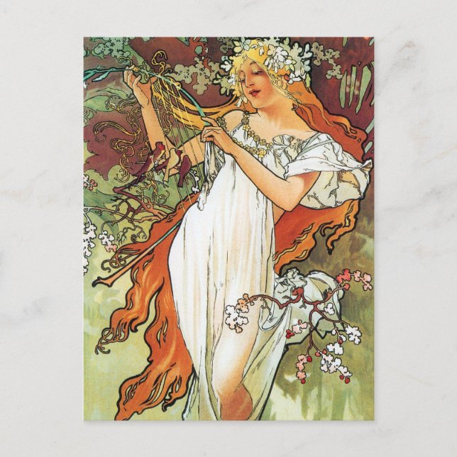 Carte Postale Printemps, Mucha (Devant)