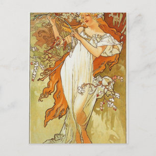 Carte Postale Printemps par Alphonse Mucha