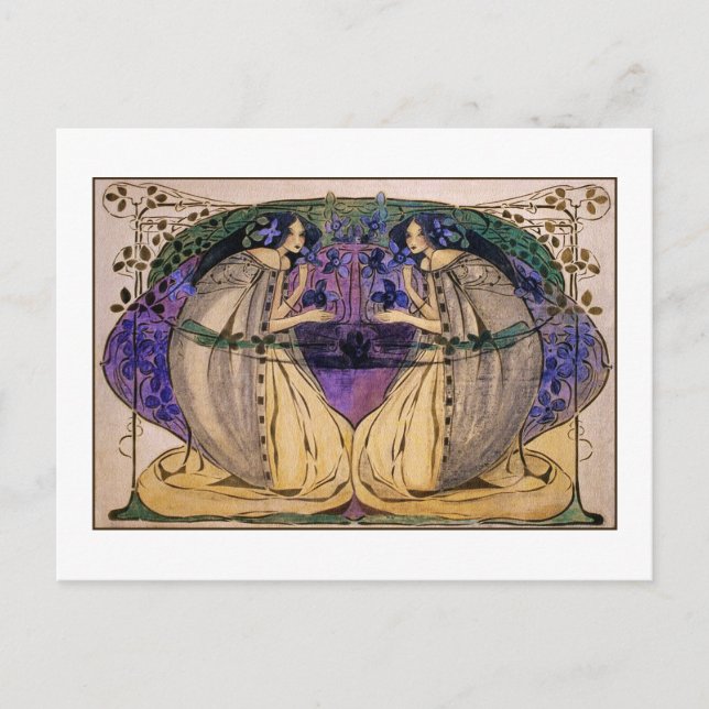 Carte postale : Printemps par Frances Macdonald (Devant)