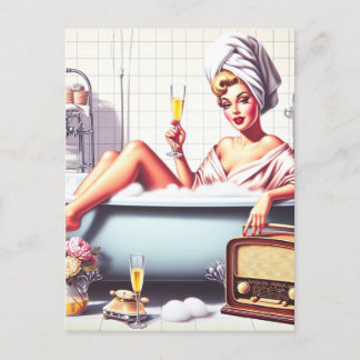 Carte Postale Prise de bain vintage