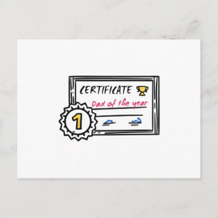 Carte Postale Prix de fête des pères du certificat papa de l'ann