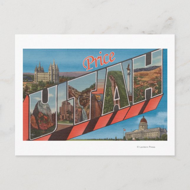 Carte Postale Prix, UtahGrandes lettres ScènesPrix, UT (Devant)