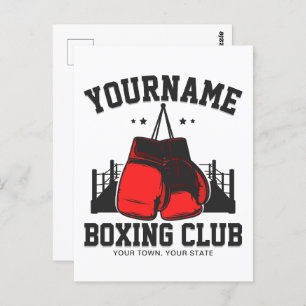 Carte Postale Pro Boxer AJOUTER NOM Gants rouges Boxer Ring Trai