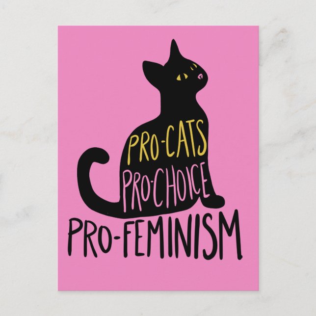 Carte Postale Pro-chats pro-choix pro-féminisme chat noir (Devant)