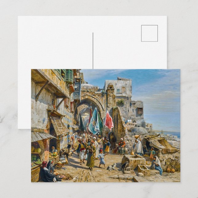 Carte Postale Procession à Jaffa | Gustav Bauernfeind | (Devant / Derrière)