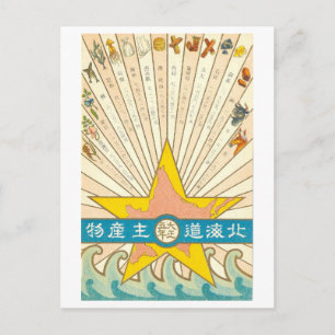 Carte Postale Produits Principaux Vintage de Hokkaido, 1916