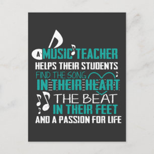 Carte Postale Professeur de musique t shirt groupe d'appréciatio