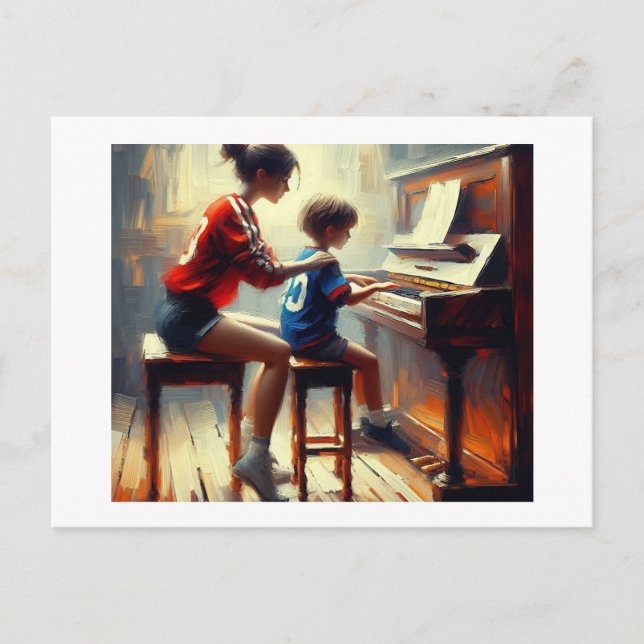 Carte Postale Professeur de piano, (Devant)