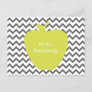 Carte Postale Professeur de pomme néon Chevron gris