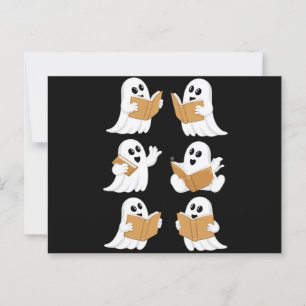 Carte Postale Professeur Halloween Fantôme Lisant des Livres Bib