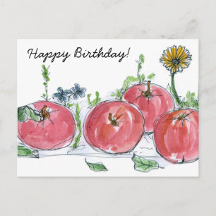 Carte Postale Professeur Joyeux Anniversaire Pommes Rouges Fruit