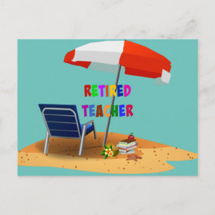 Carte Postale Professeur retraité, Thème Plage