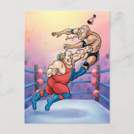Carte Postale Professional Wrestling Hit Birthday Card
