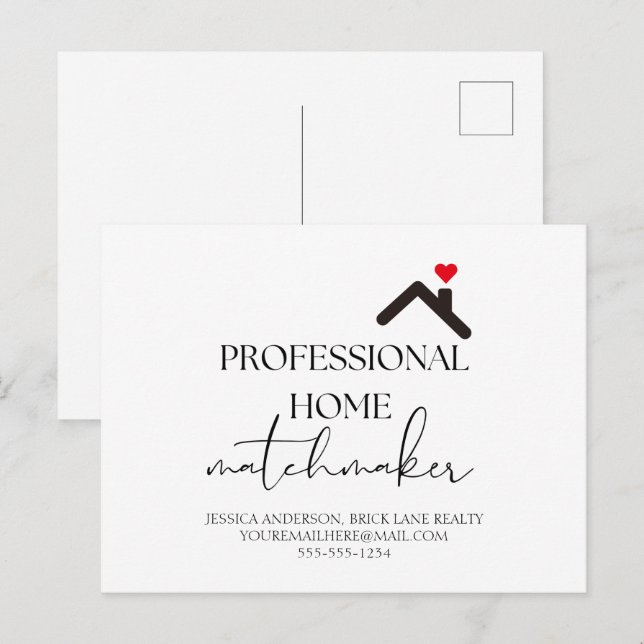 Carte Postale Professionnel Home Matchmaker Immobilier (Devant / Derrière)