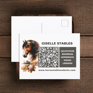 Carte postale professionnelle Cheval avec code QR