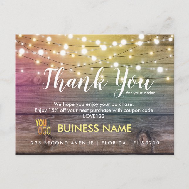Carte postale professionnelle pour promotion merci (Devant)