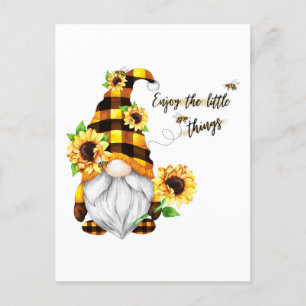 Carte Postale Profitez des petites choses Gnome tournesol