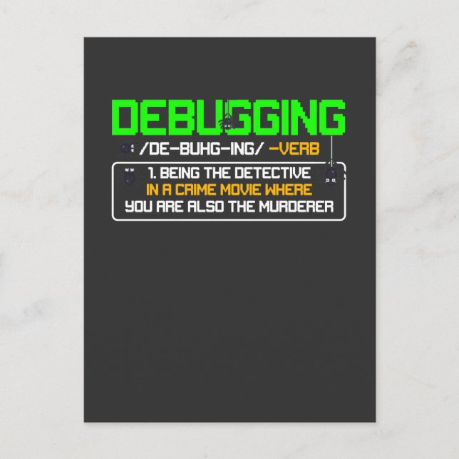 Carte Postale Programmeur informatique de définition de débogage (Devant)