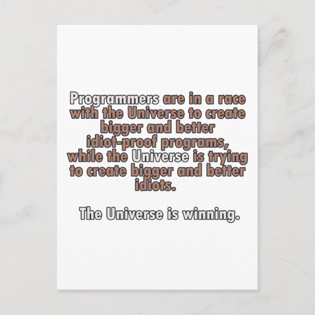 Carte Postale Programmeurs Vs Universe (Devant)