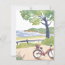 Promenade à vélo sur l'île | Aquarelle de Martha's