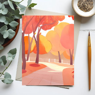 Carte Postale Promenade dans le feuillage d'automne   Aquarelle 