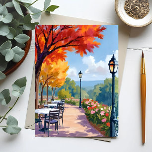 Carte Postale Promenade dans le parc d'automne Aquarelle Feuilla